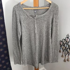Heather gray button soft aerie long sleeve medium